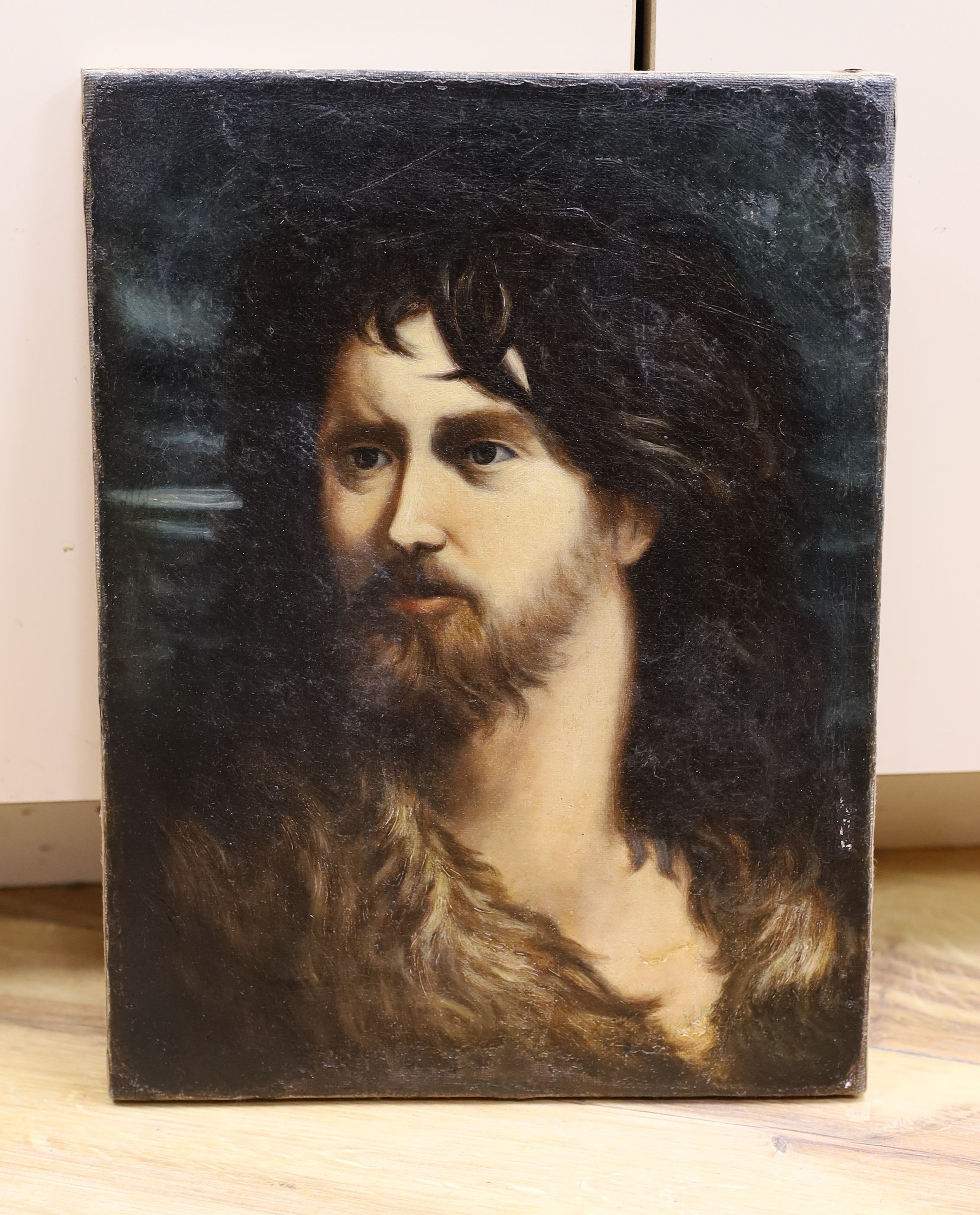 Victorian School, oil on canvas, Head study of a bearded man, 30 x 23cm, unframed